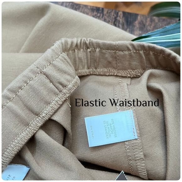 J Jill New Camel Pull On Ponte Knit Side Ankle Slit Straight Leg Pant Size Small - Picture 11 of 12